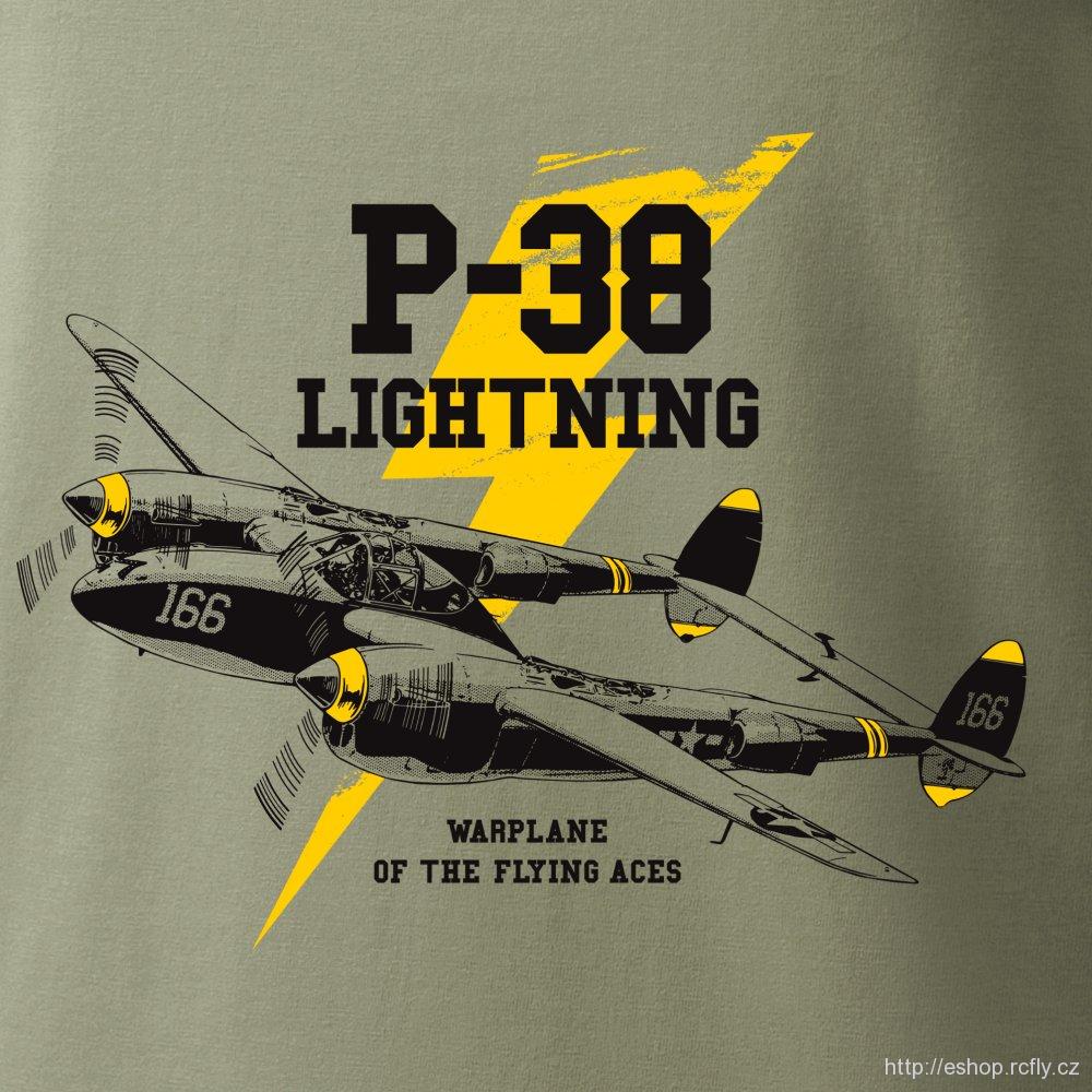 ANTONIO-Tričko s válečným letadlem P-38 LIGHTNING vel.XL