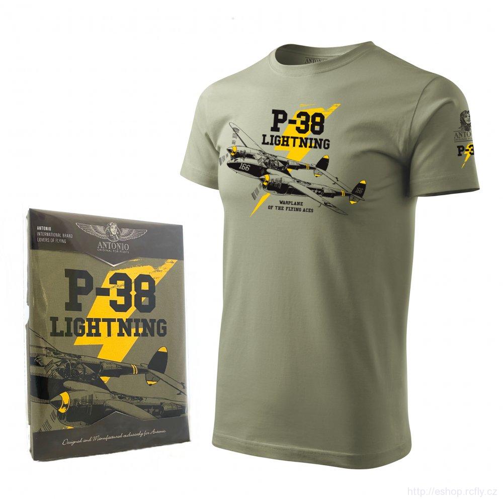 ANTONIO-Tričko s válečným letadlem P-38 LIGHTNING vel.XL