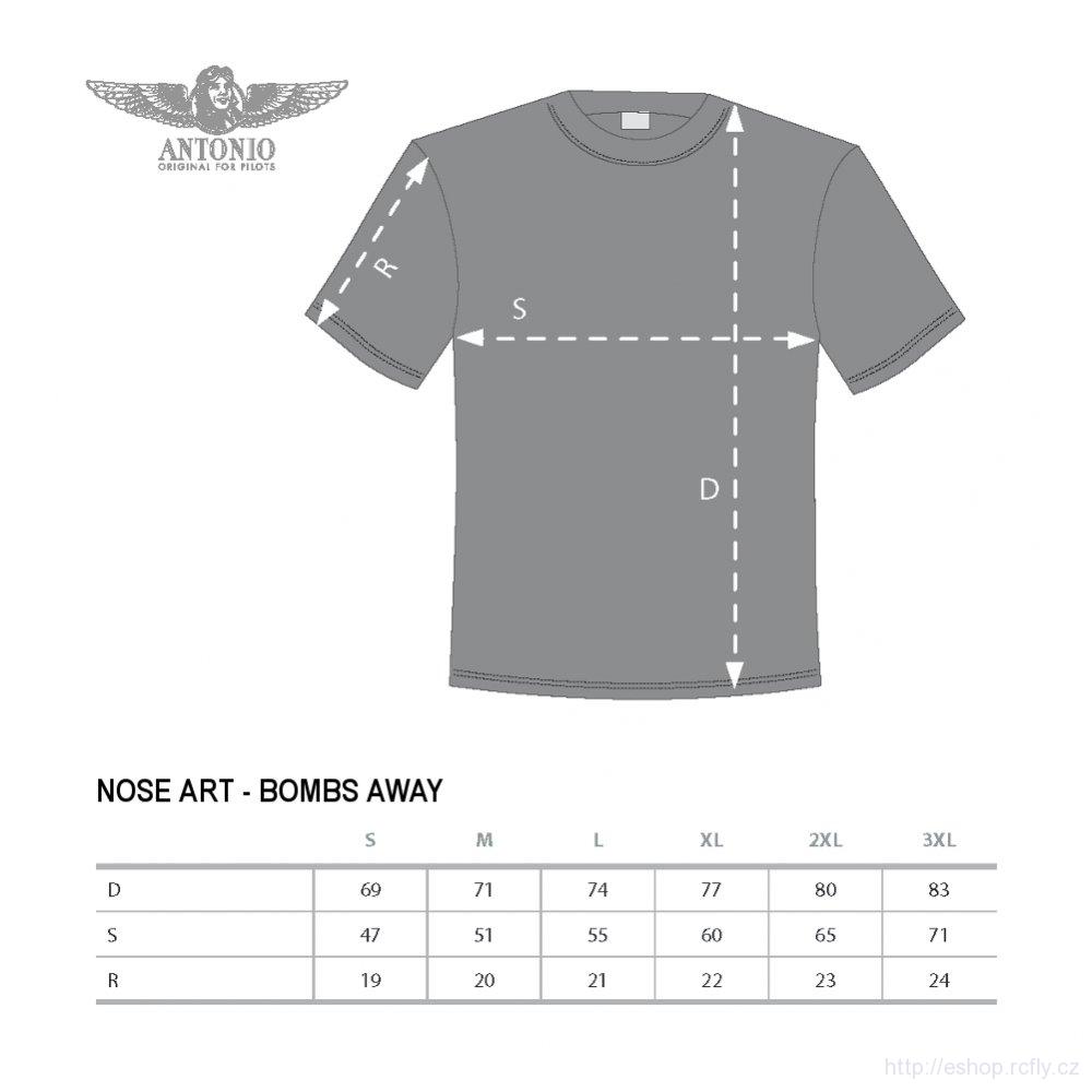 ANTONIO-Tričko s "nose art" BOMBS AWAY vel.L