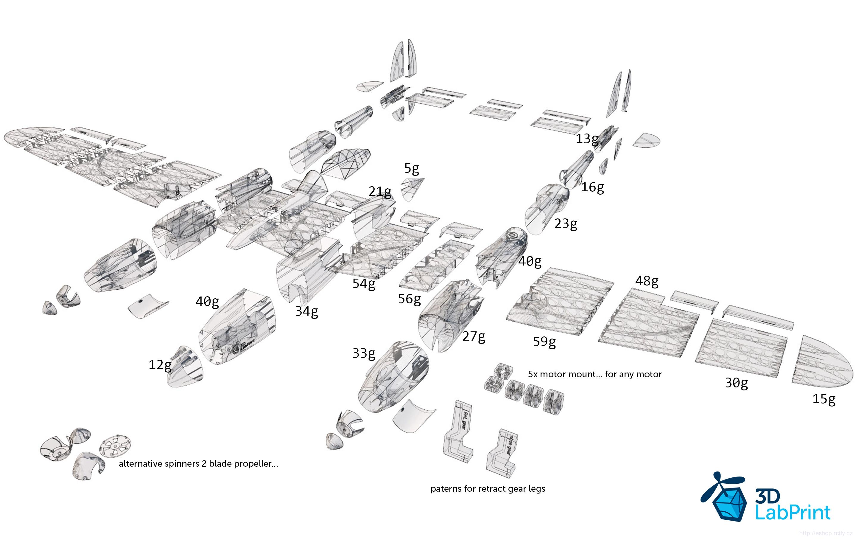 3D vytištěný model Lockheed P-38 Lightning