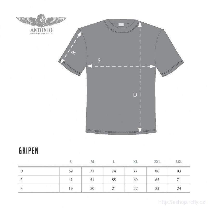 ANTONIO-Tričko se stíhačkou JAS-39/C GRIPEN vel.L