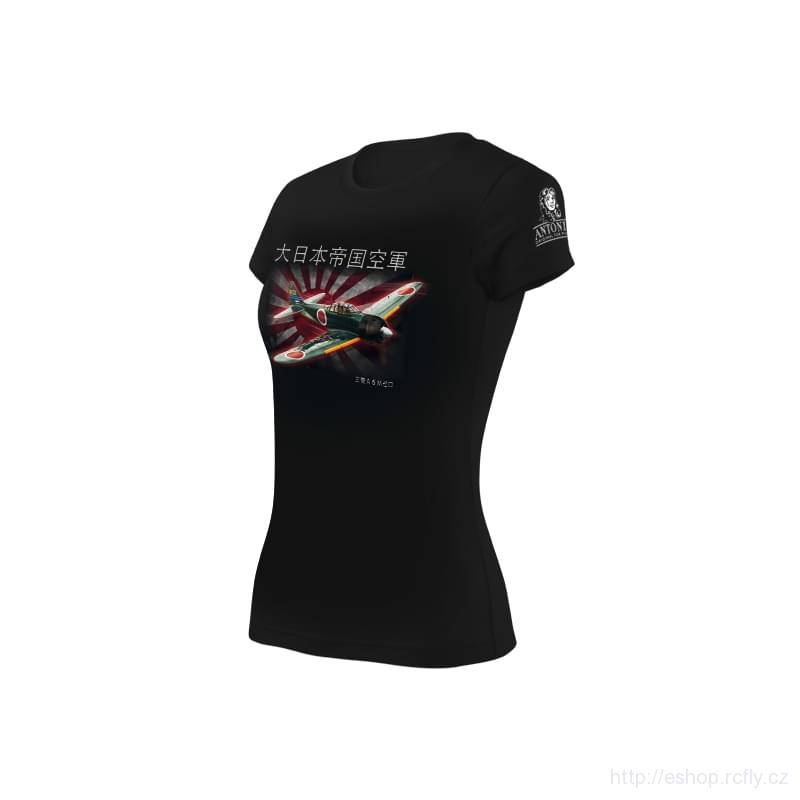 ANTONIO-Dámské tričko s letounem MITSHUBISHI A6M ZERO v.Jp vel.M