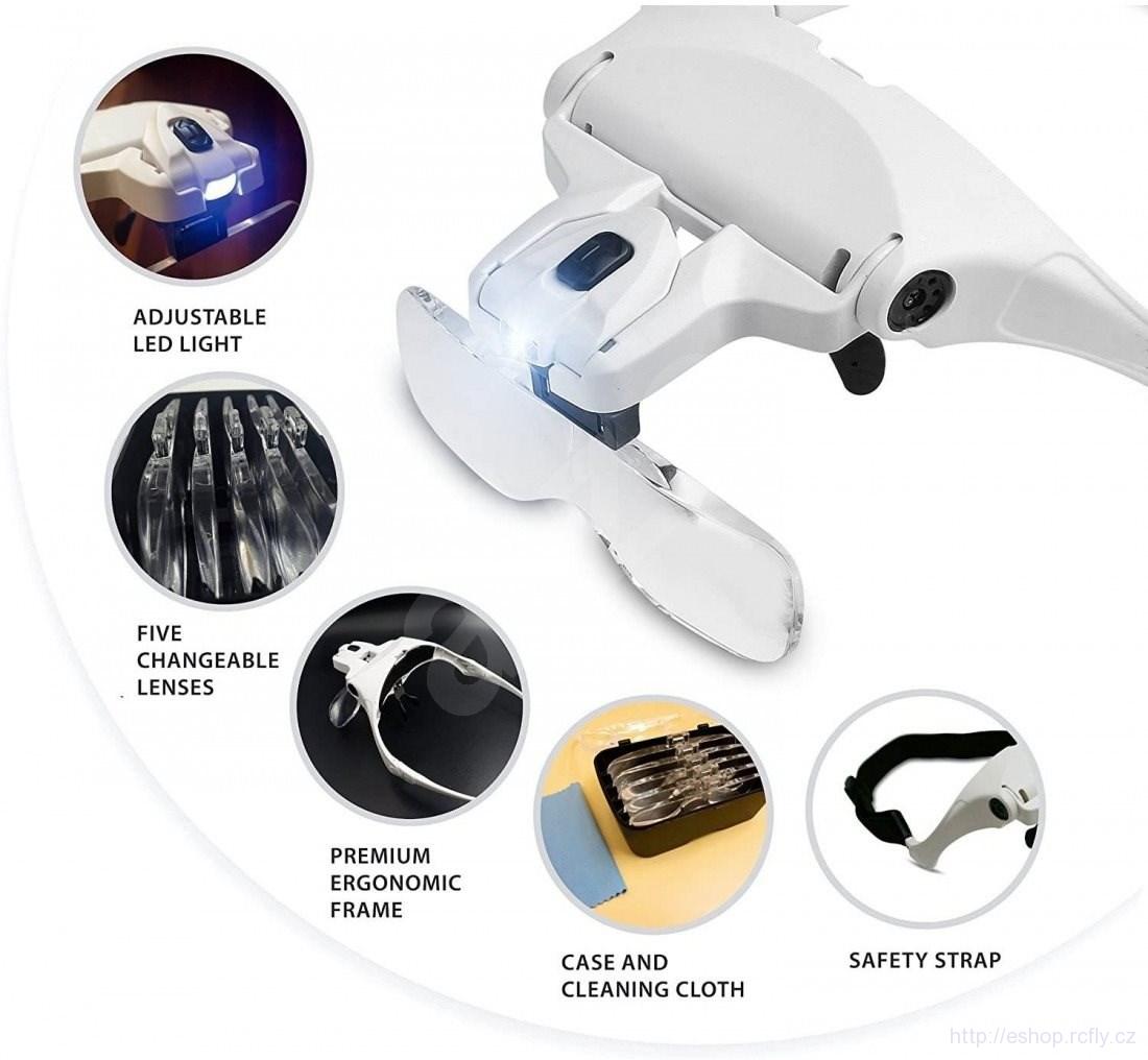 Zvětšujícií brýle s LED světlem